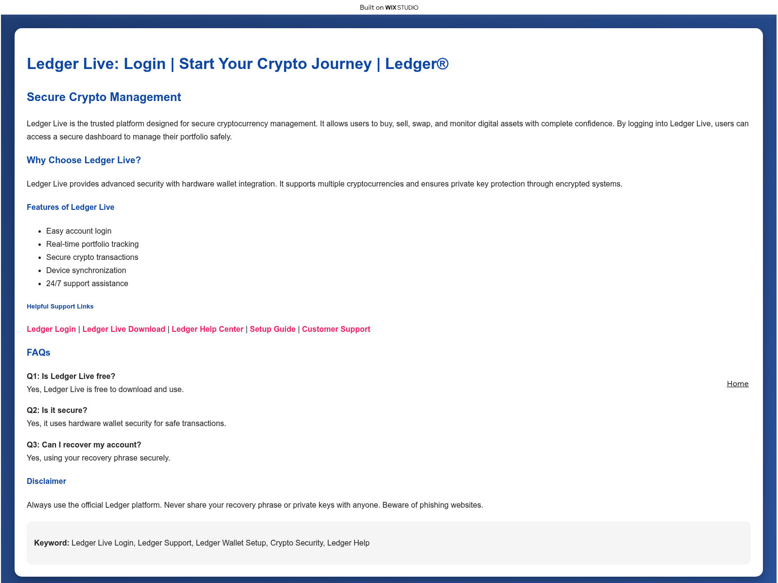 Screenshot of appsldgerlive.wixstudio.com