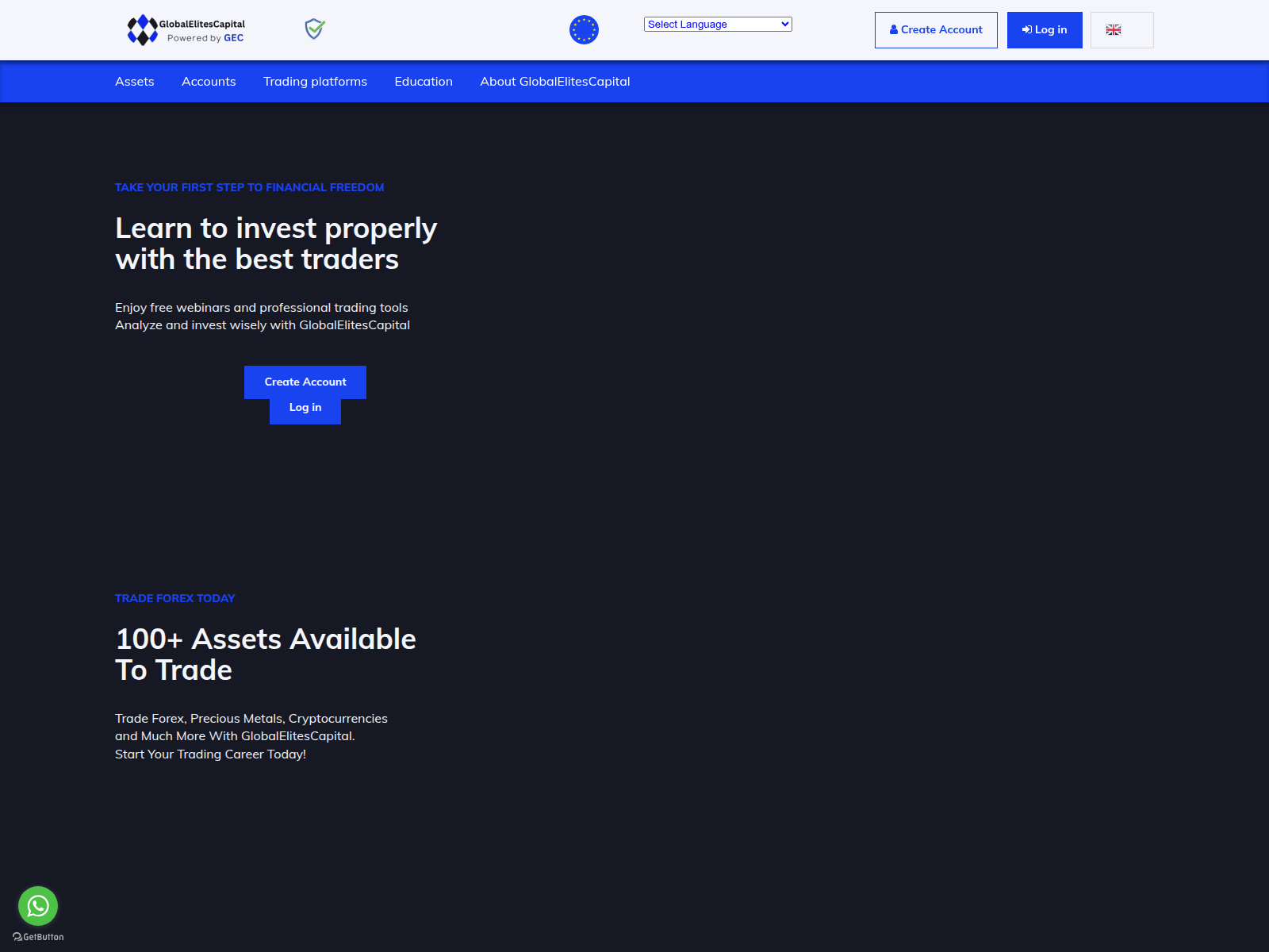 Screenshot of globalelitescapital.com