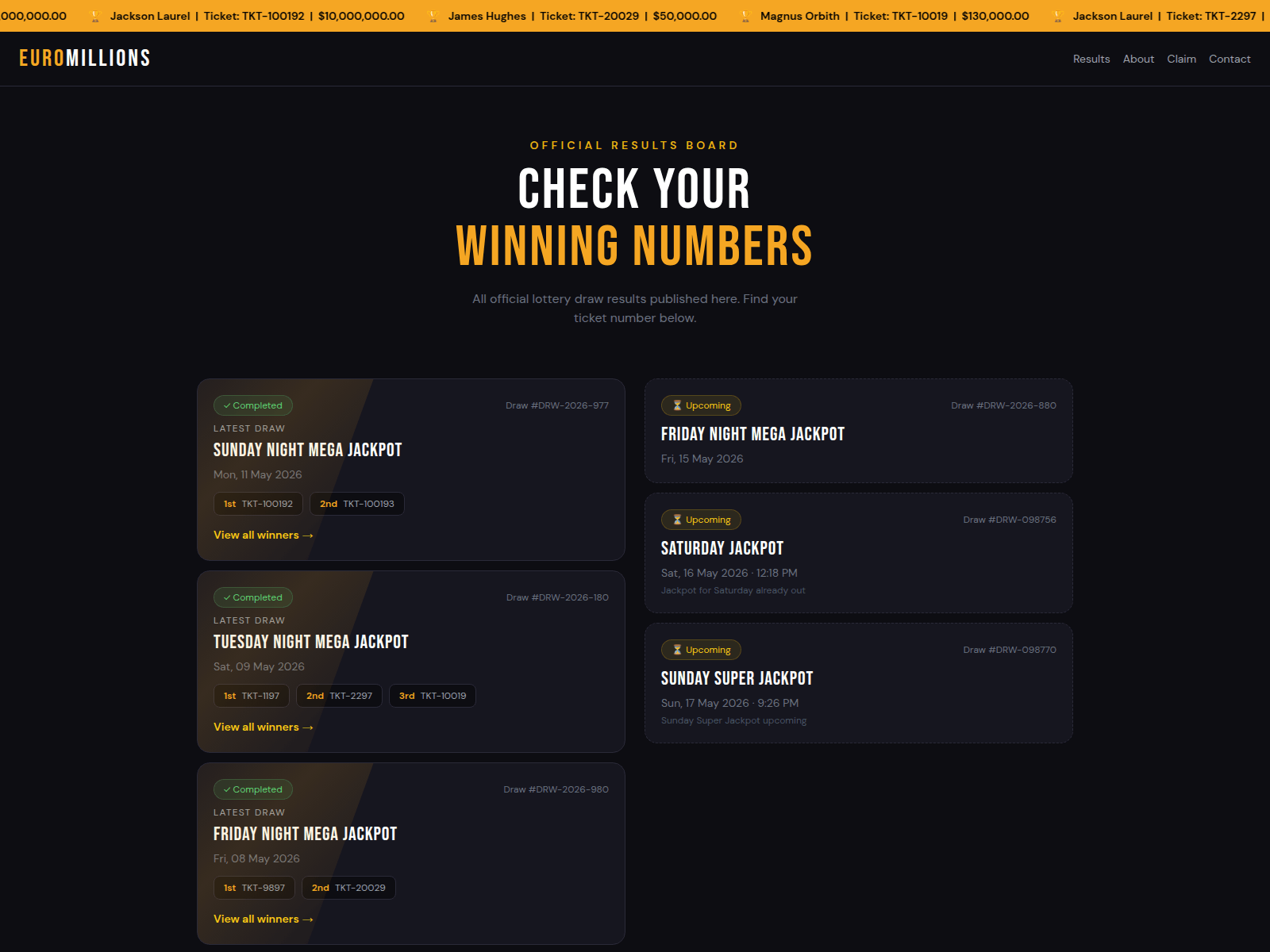 Screenshot of eumillionlot.com