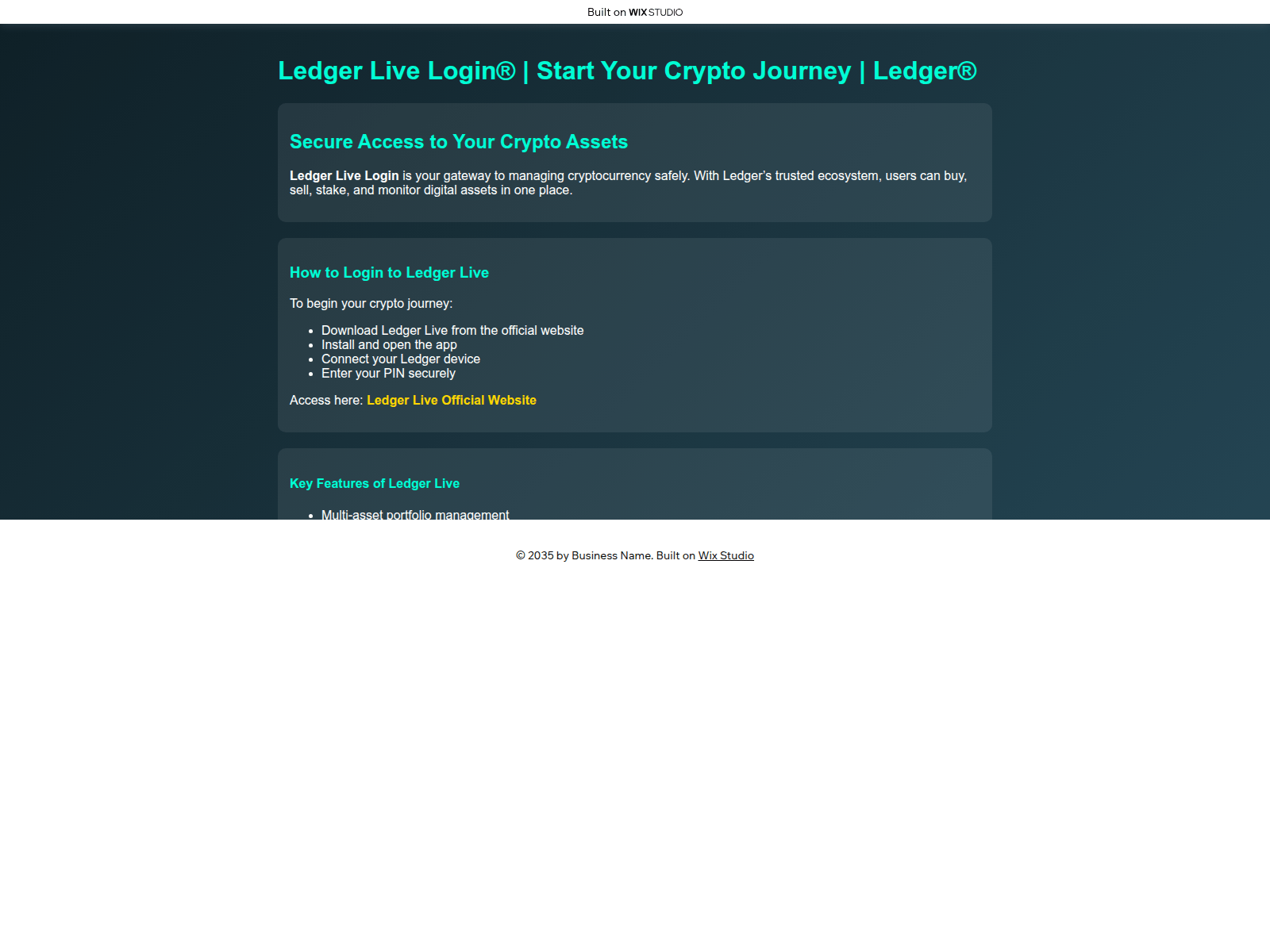 Screenshot of nav-ledgr-live.wixstudio.com