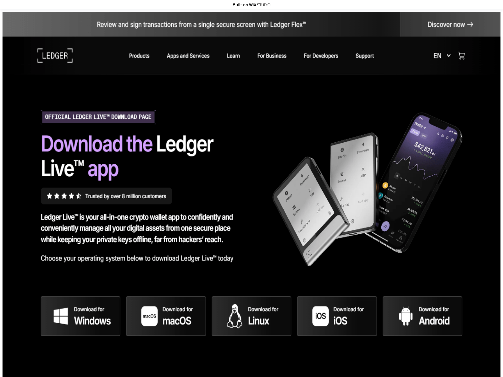 Screenshot of support-ledgrlive.wixstudio.com