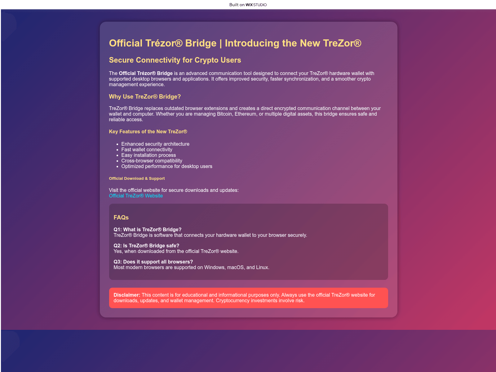 Screenshot of bridgelearns.wixstudio.com