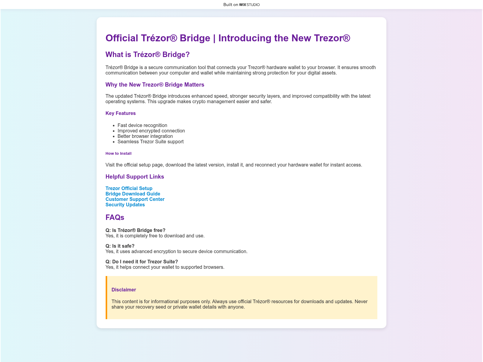Screenshot of bridges-home.wixstudio.com
