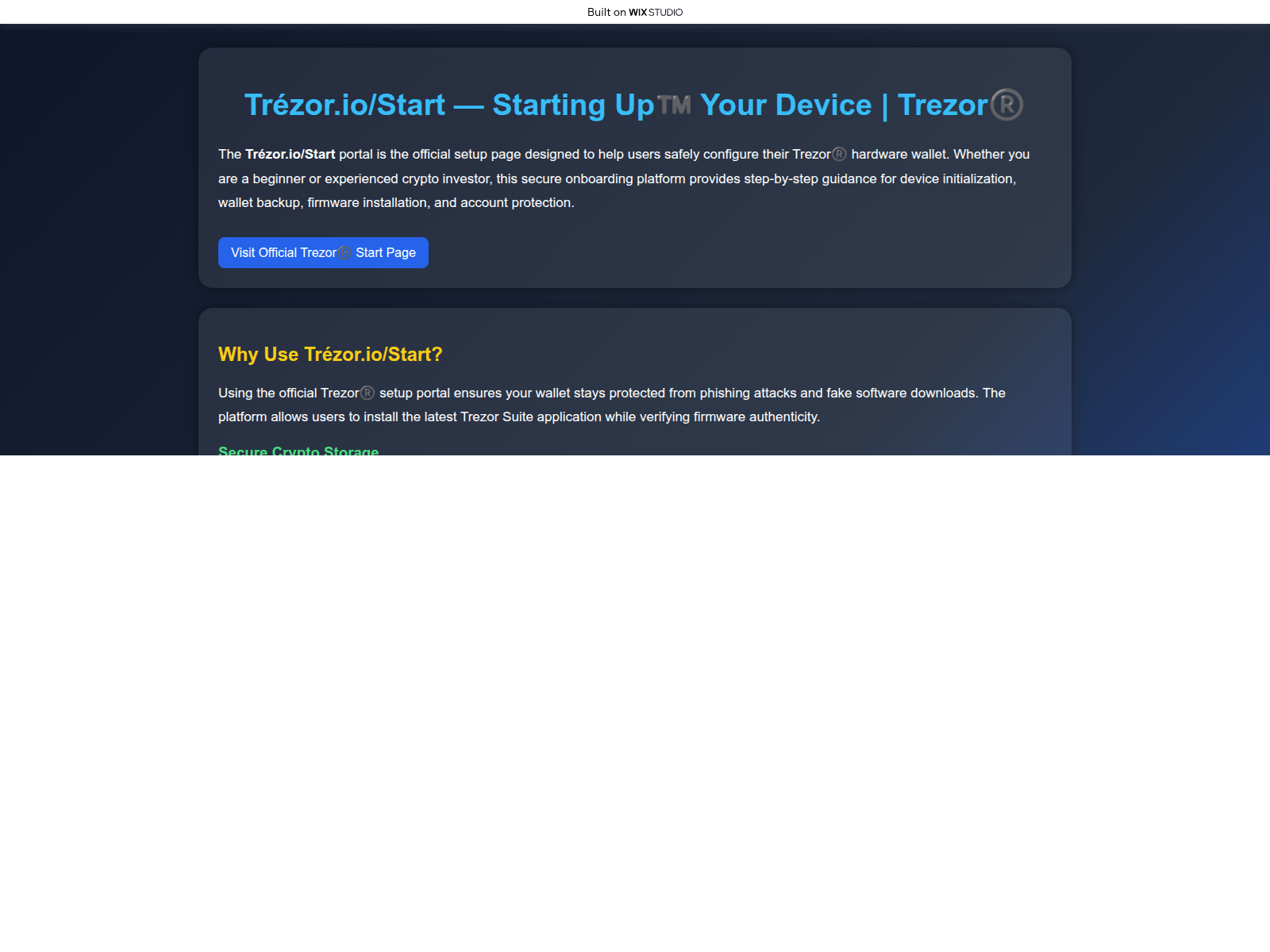 Screenshot of io-treezo-startt.wixstudio.com
