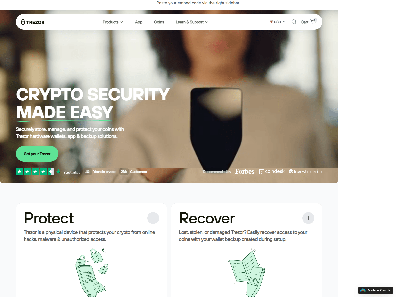 Screenshot of bridge-trezor.plasmic.run