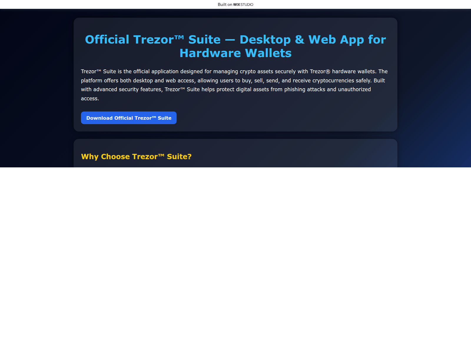 Screenshot of staarted-trezrr.wixstudio.com