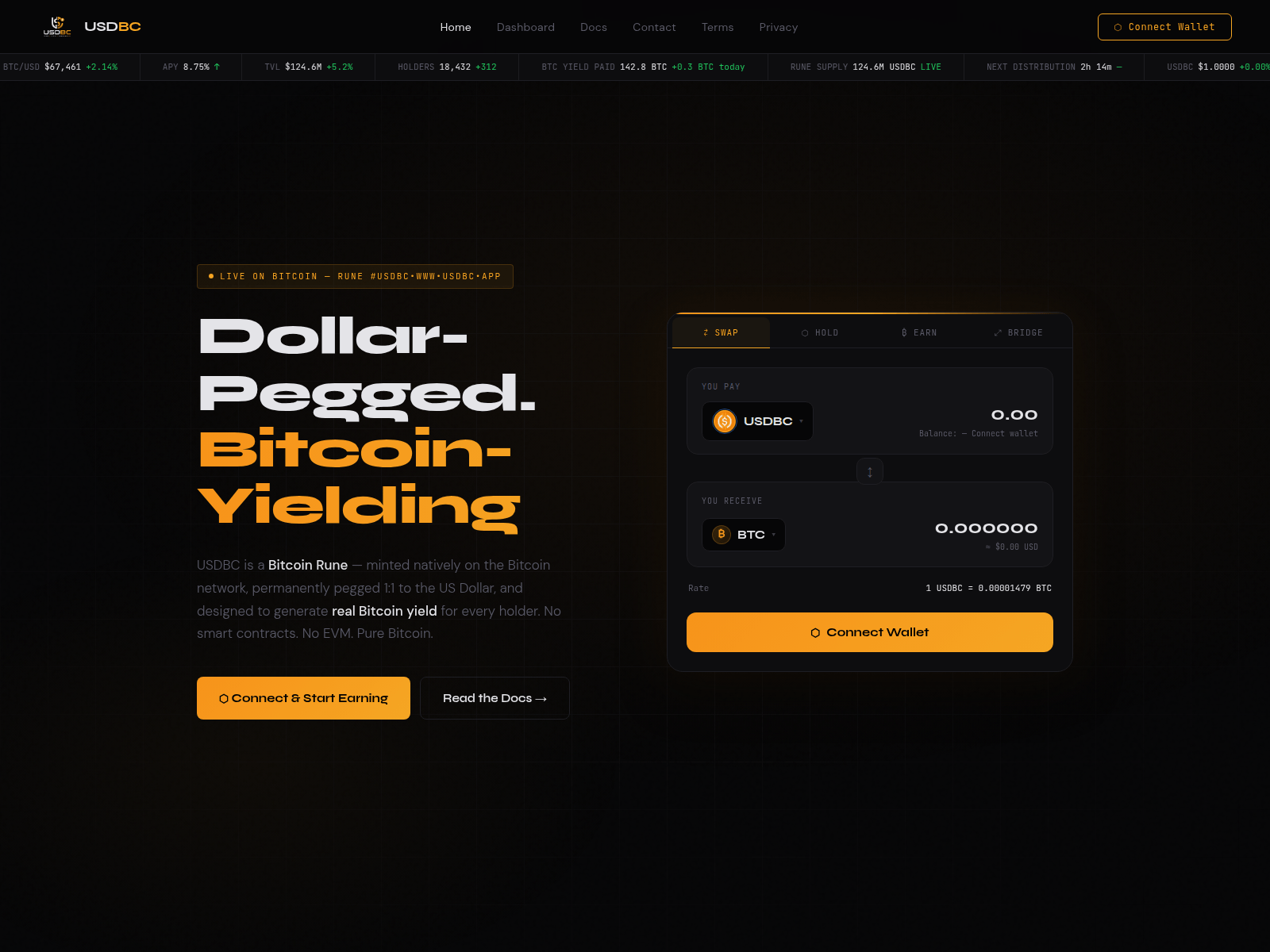 Screenshot of usdbc.app