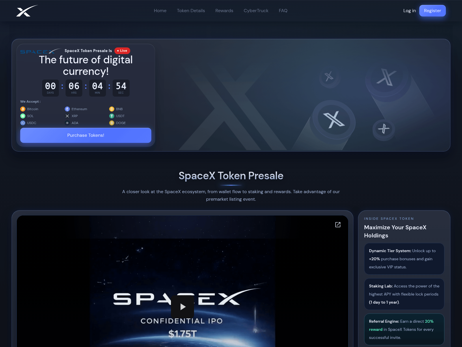 Screenshot of spacesxwallet.com