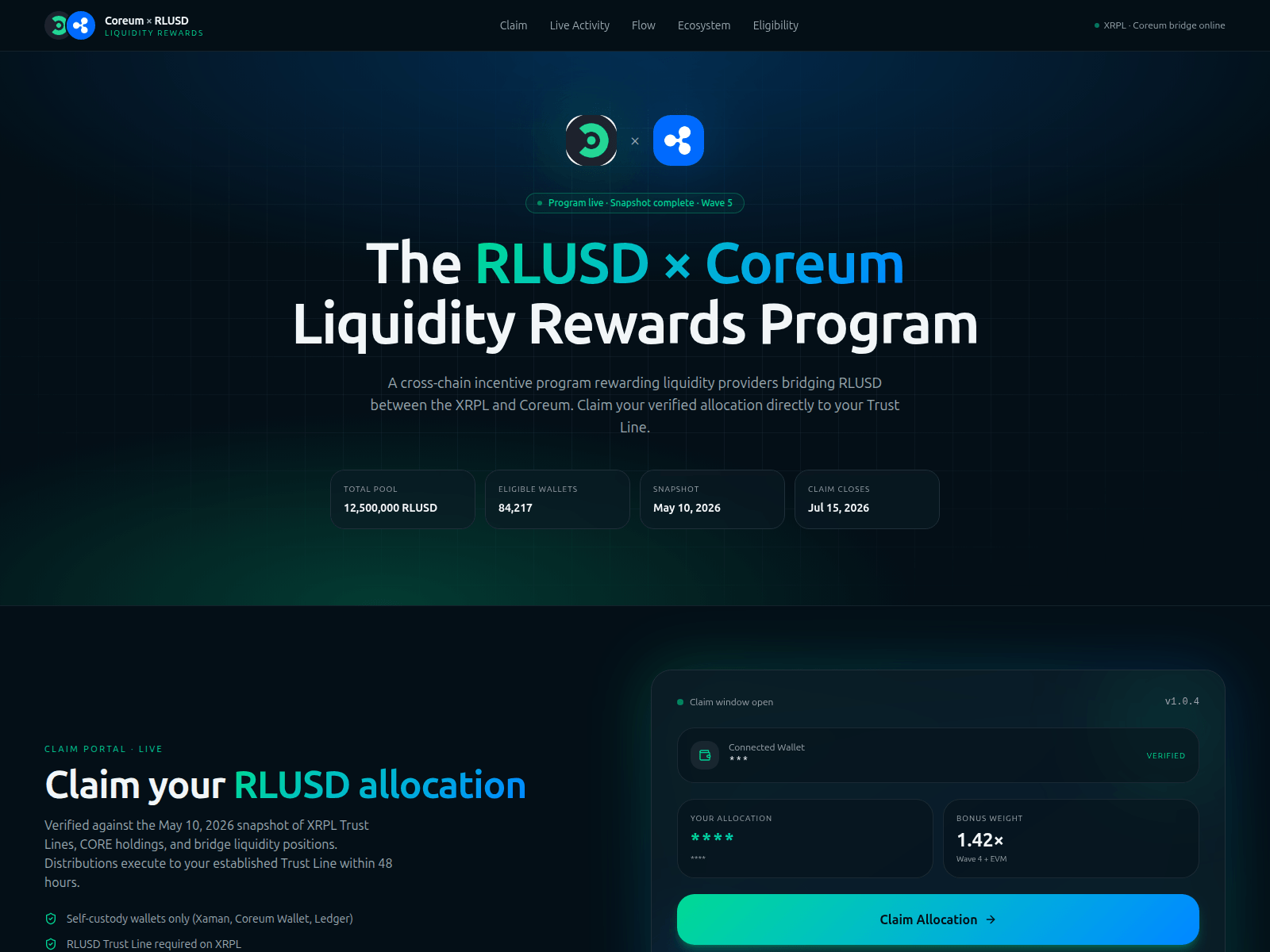 Screenshot of coreumrlusd.com