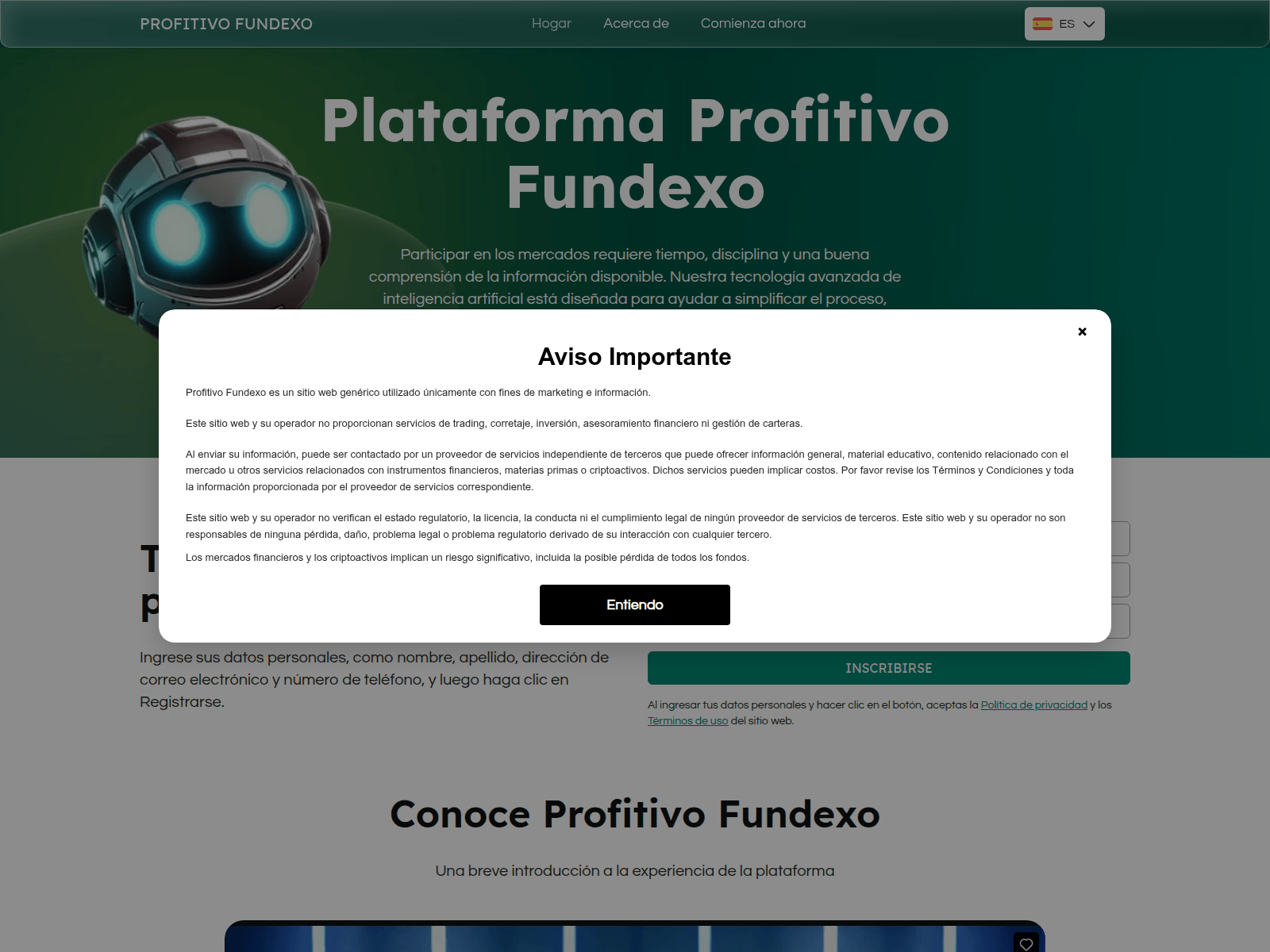Screenshot of profitivofundexo-es.live
