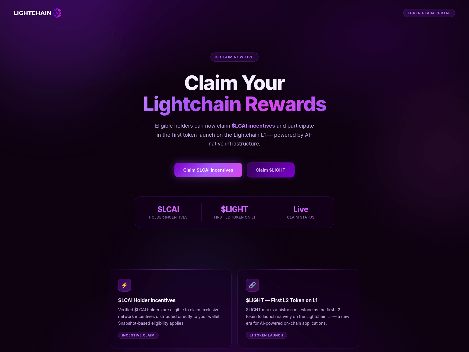 Screenshot of lcaitoken.live