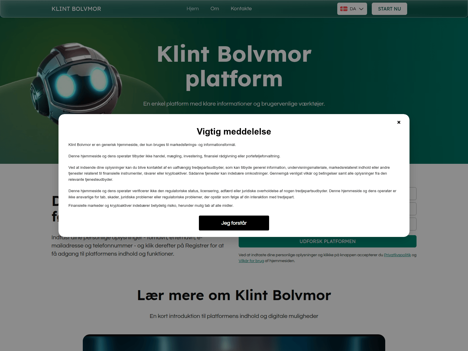 Screenshot of klintbolvmor-dk.live