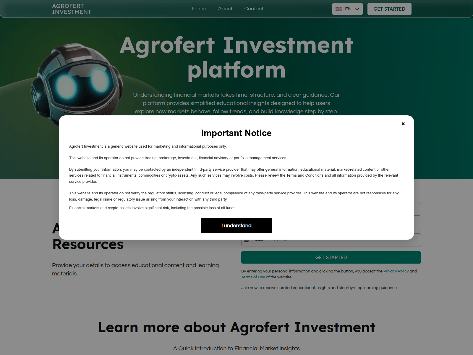 Screenshot of agrofertinvestment.live