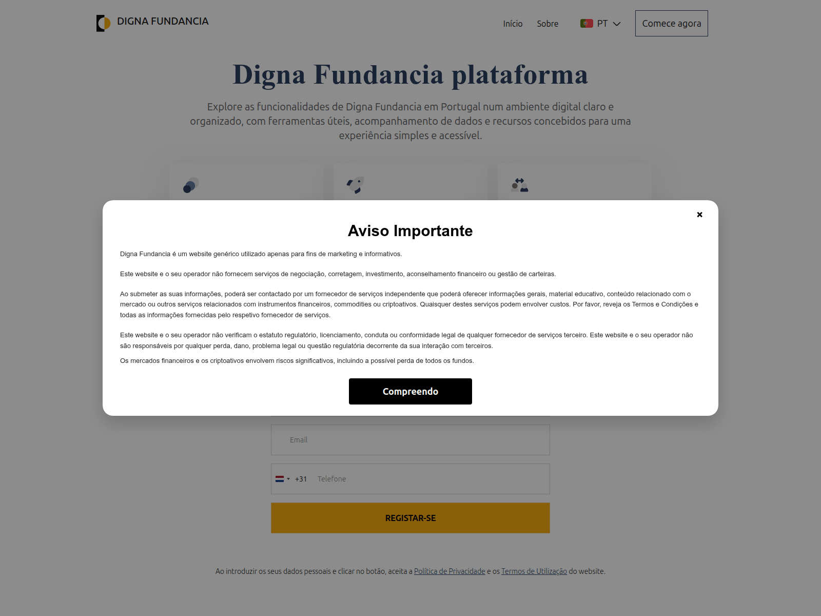 Screenshot of digna-fundancia.live