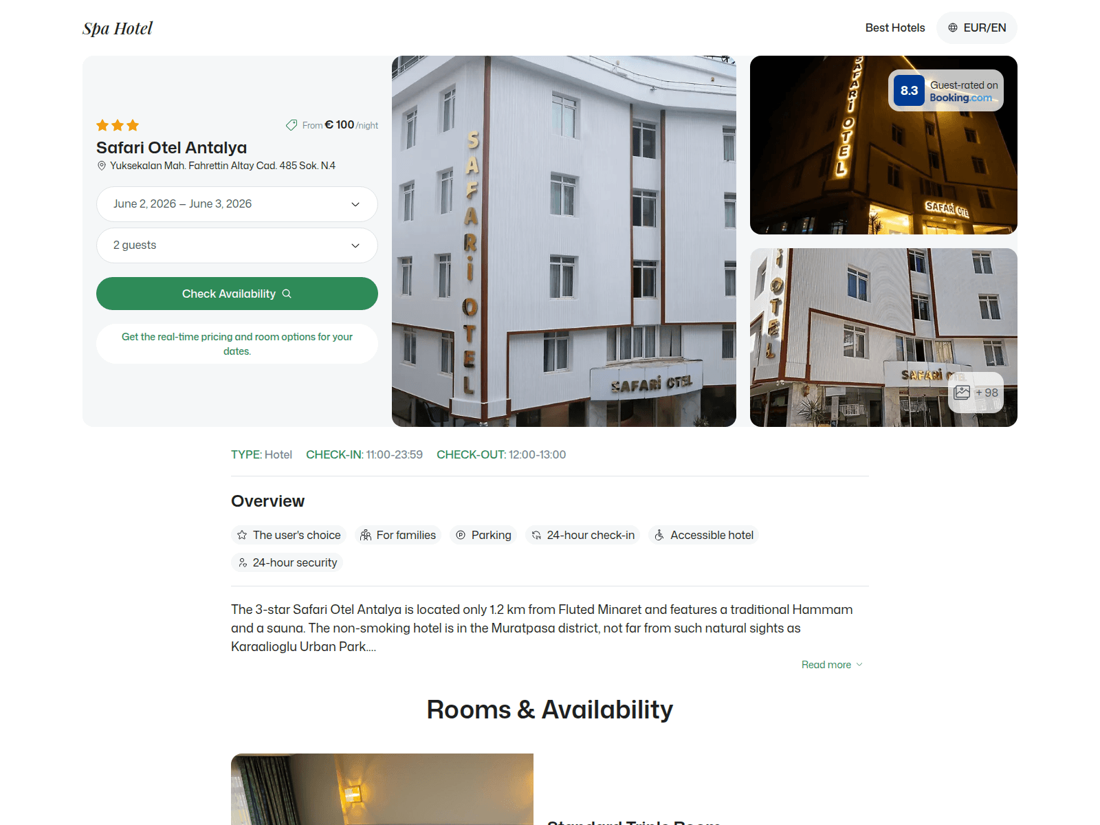 Screenshot of safari.spahotel.guru