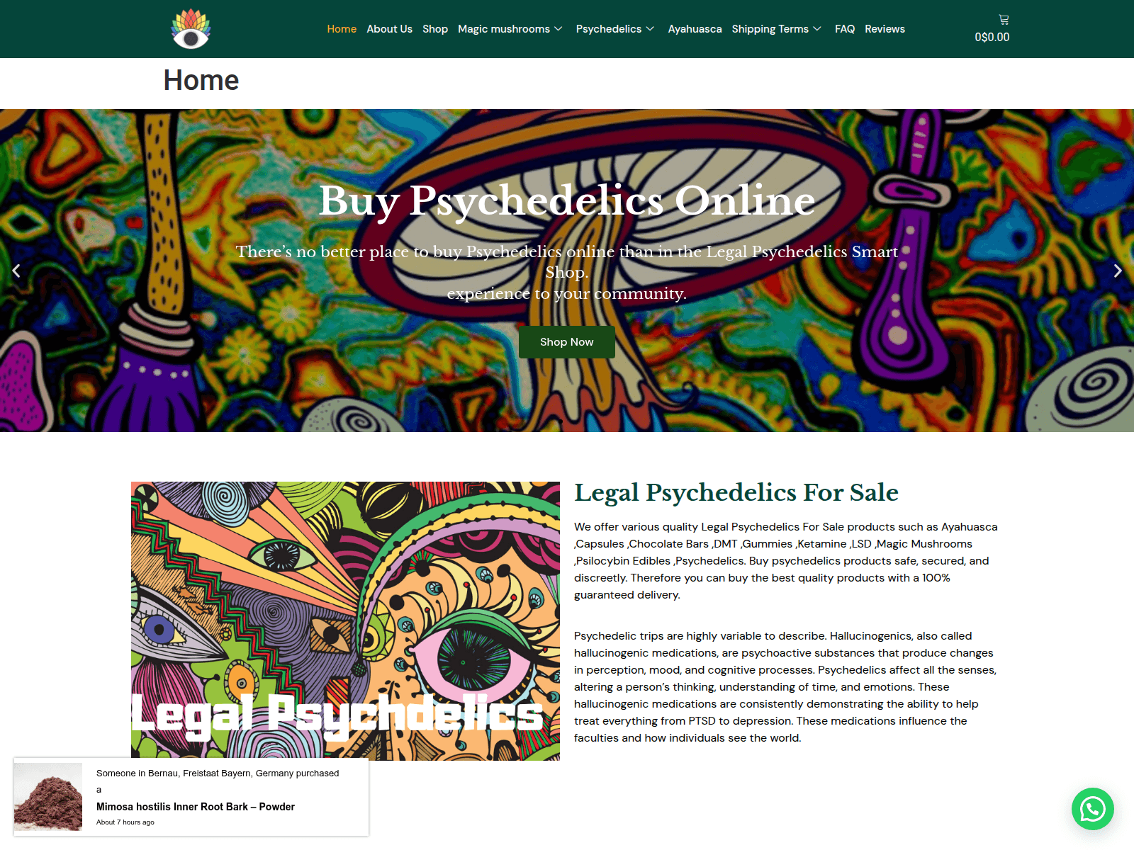 Screenshot of buypsychedelicsonlines.com