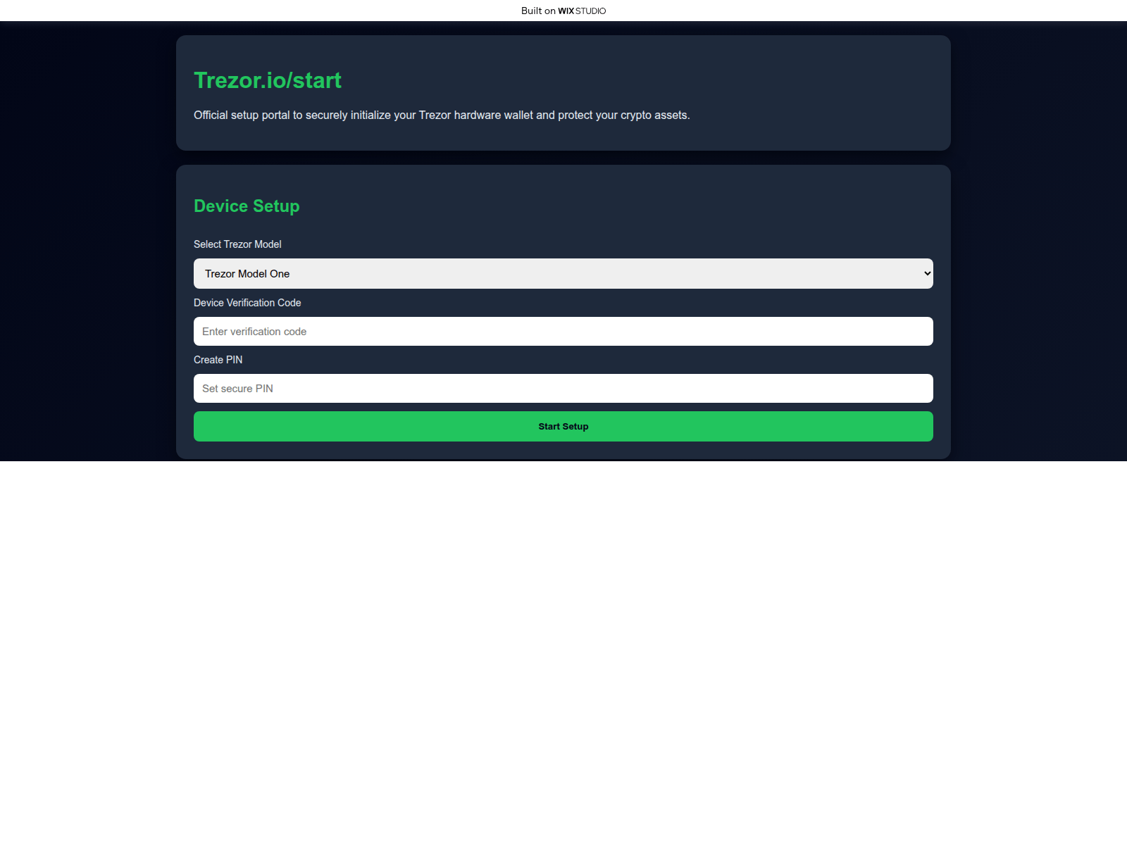 Screenshot of starts-trezr-apps.wixstudio.com