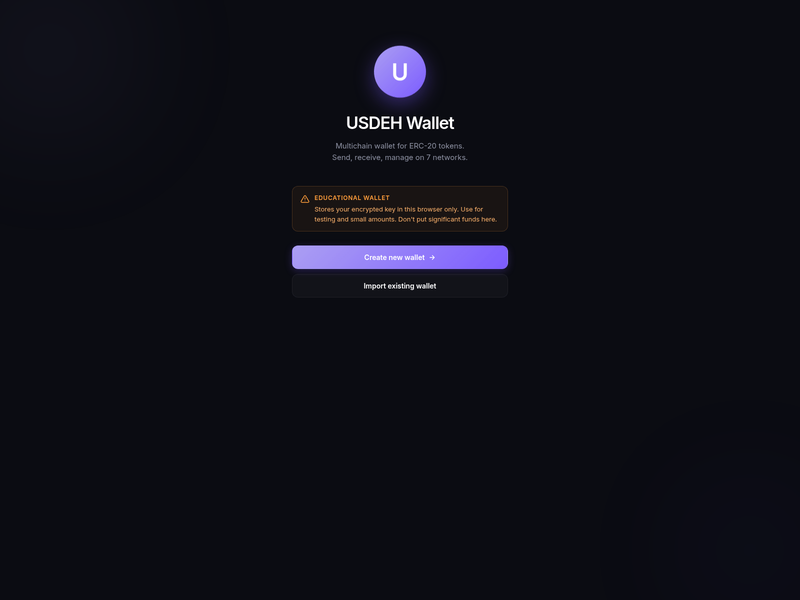 Screenshot of wallet.usdeh.net