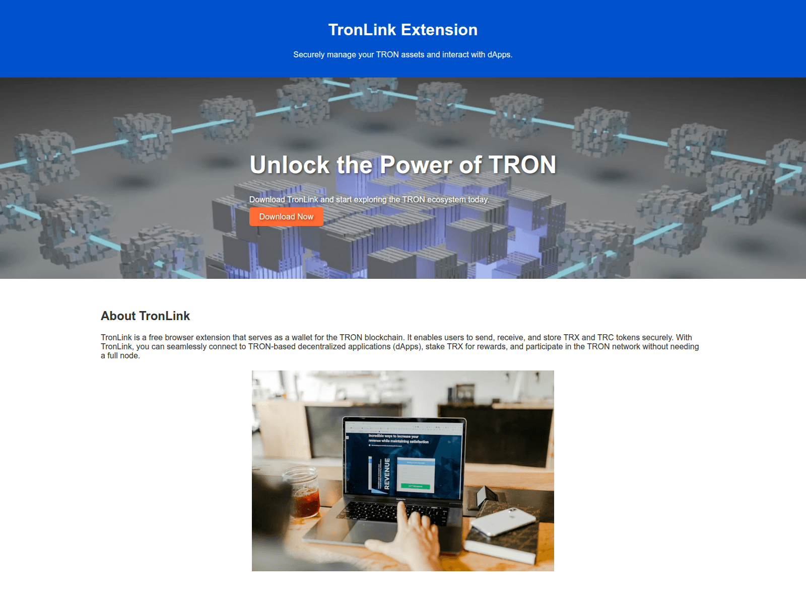 Screenshot of tronlink-extension.github.io