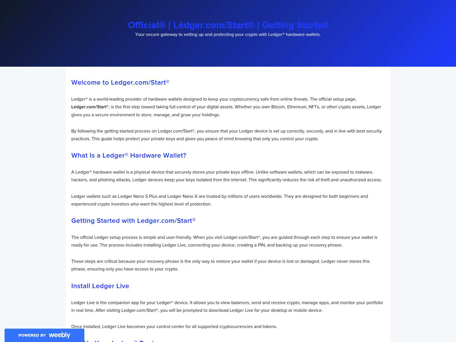 Screenshot of ledgstart.weebly.com
