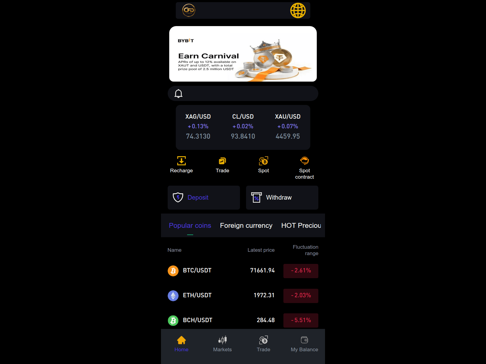 Screenshot of cfdtokens.com