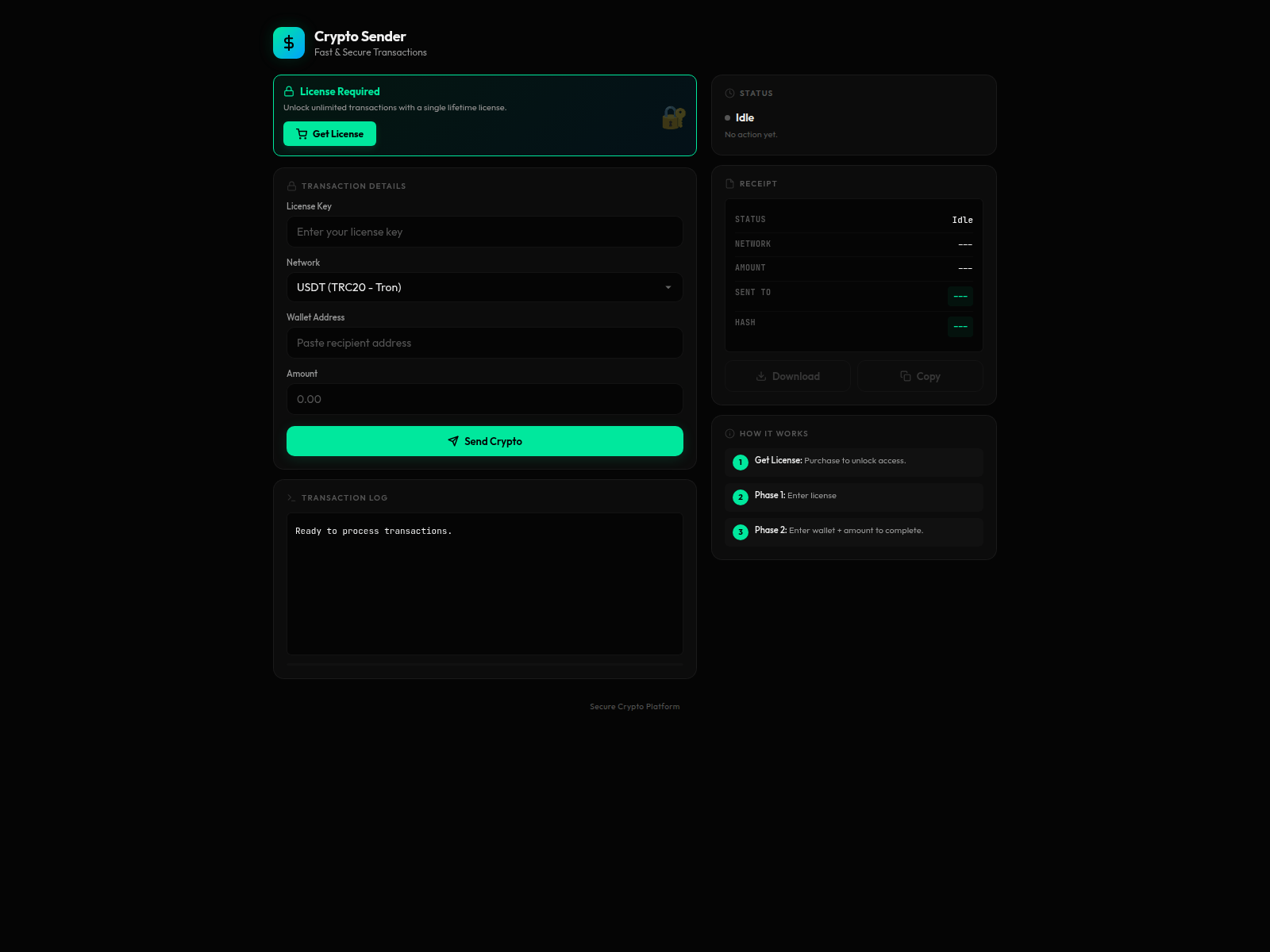 Screenshot of globalcryptotransfer.com