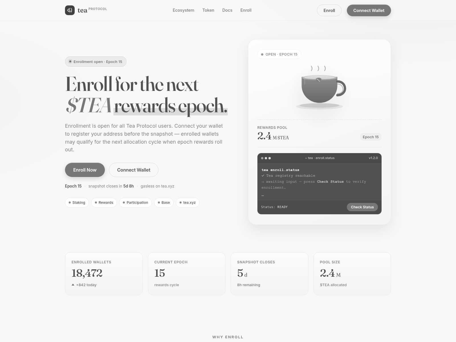 Screenshot of tea-enrolls.com