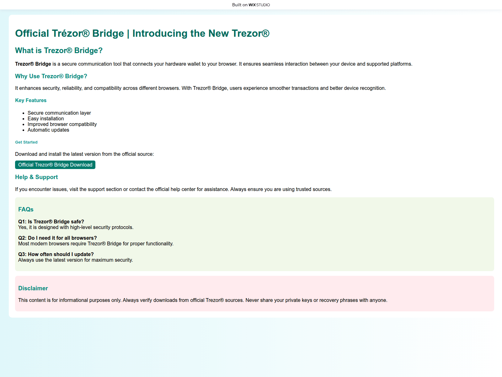 Screenshot of connect-bridgge.wixstudio.com