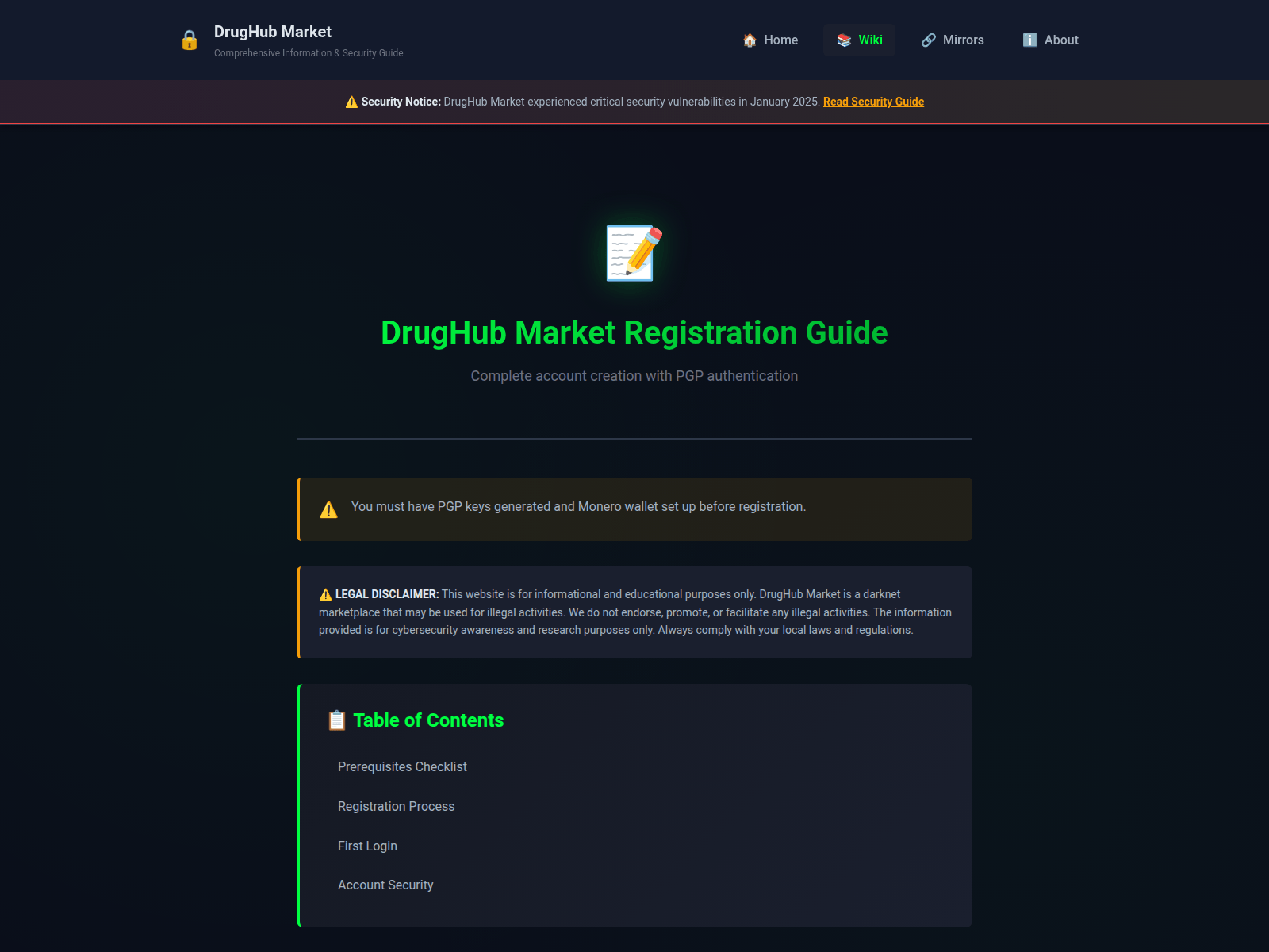 Screenshot of drughub-darknet.wiki