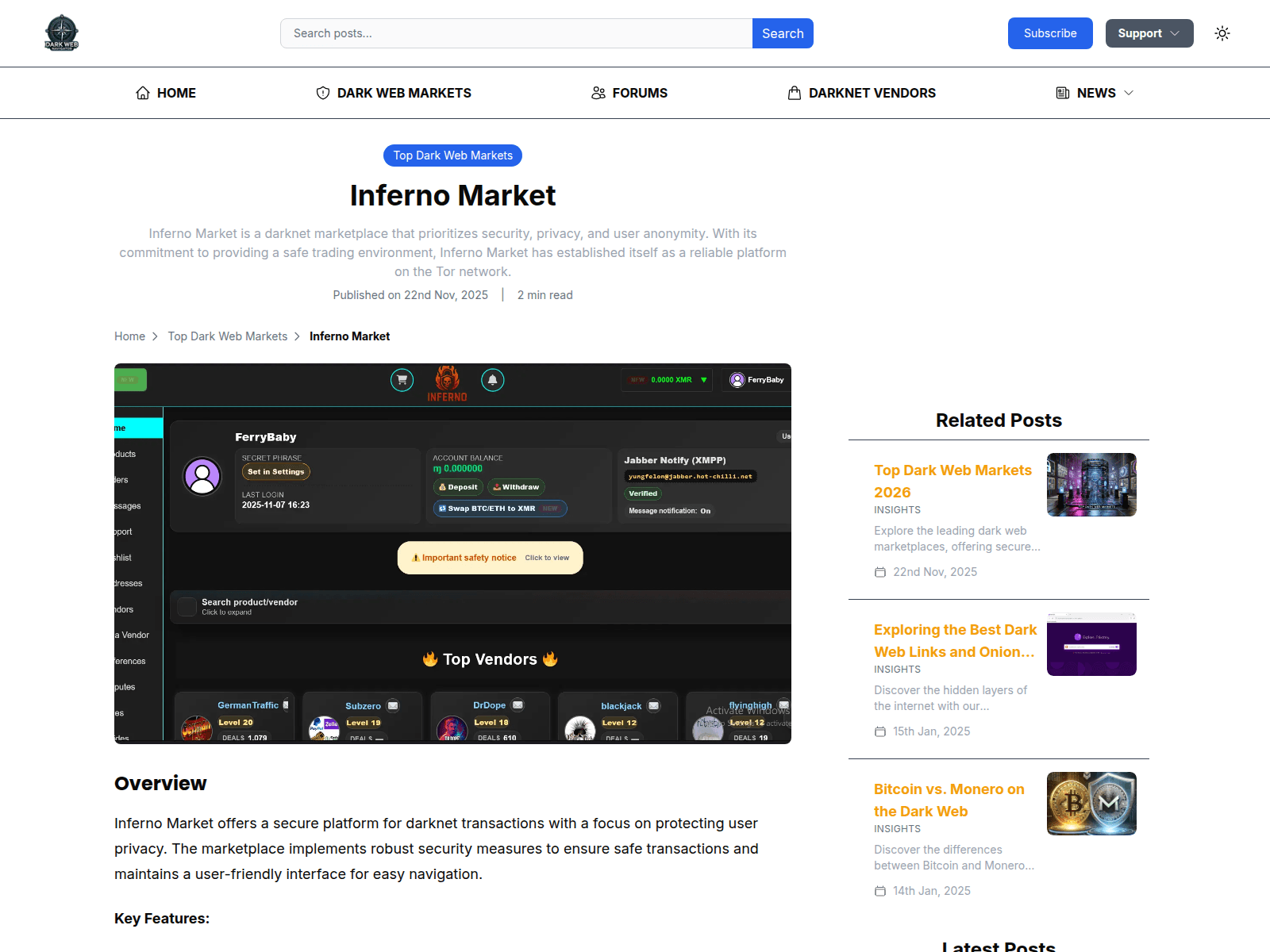 Screenshot of www.darkwebnavigator.com