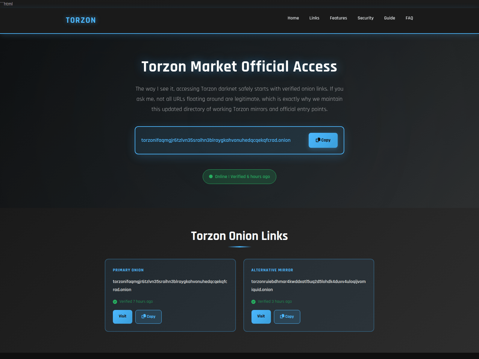 Screenshot of hub.torzon-onion-market.com