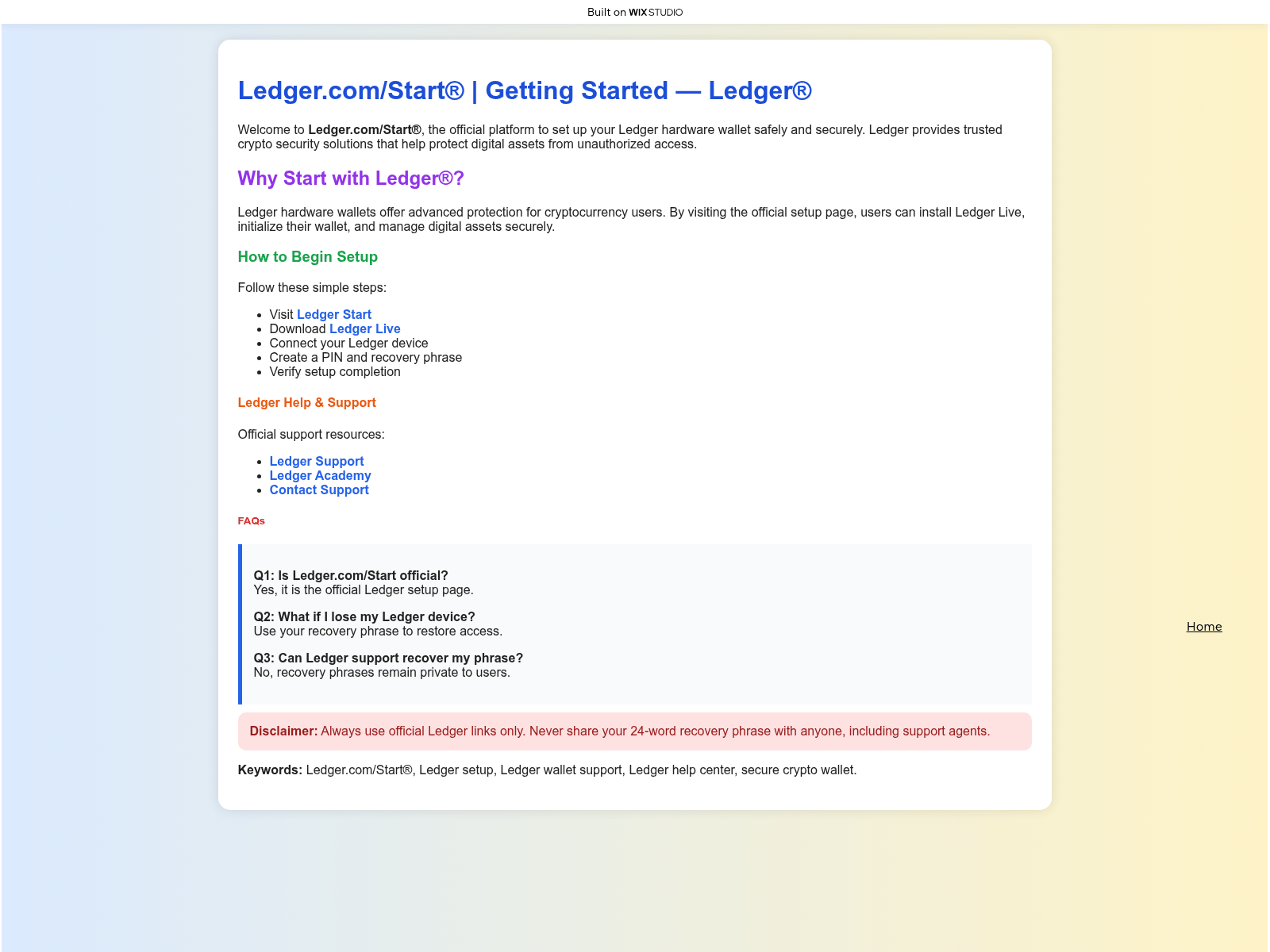 Screenshot of ledgr-startcomlive.wixstudio.com