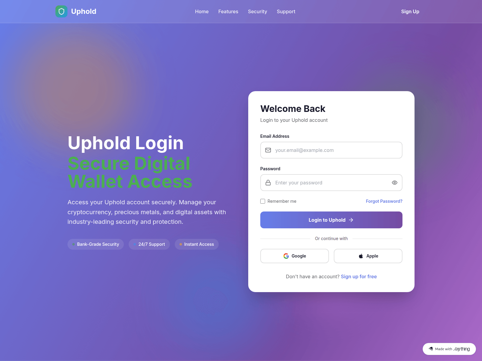 Screenshot of uphold-log-us.created.app