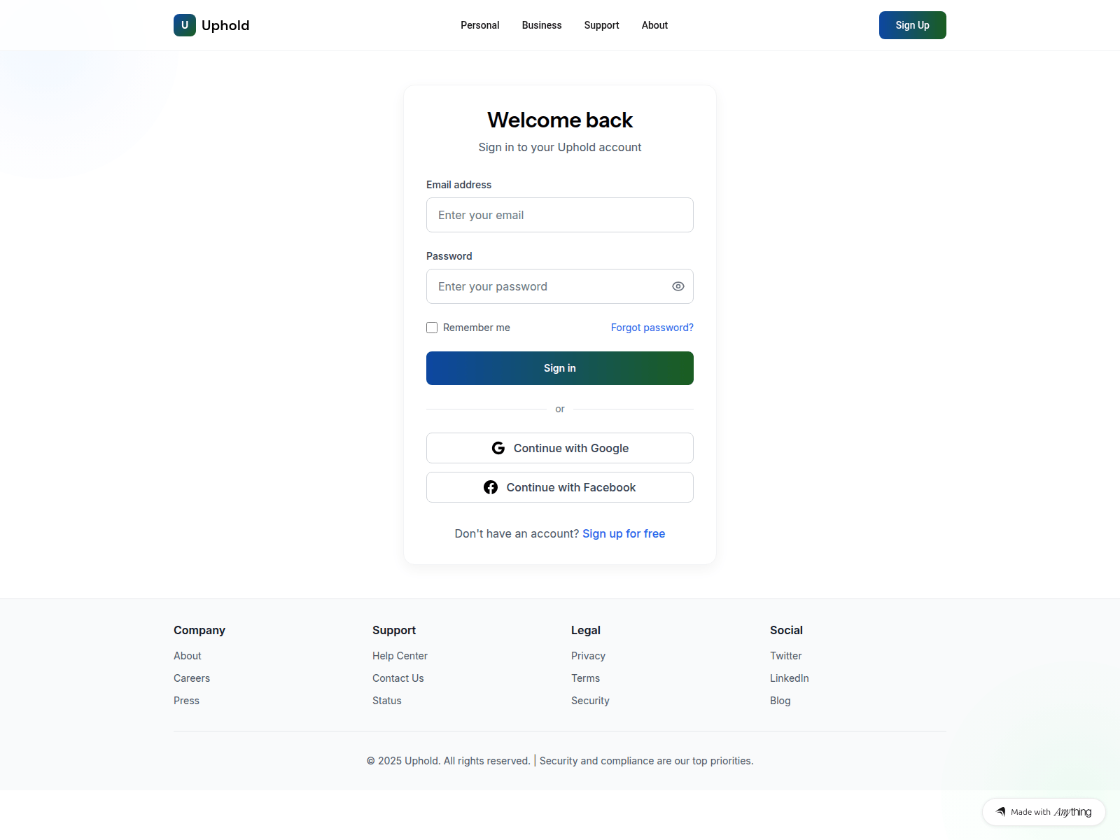 Screenshot of uphold-loginese.created.app