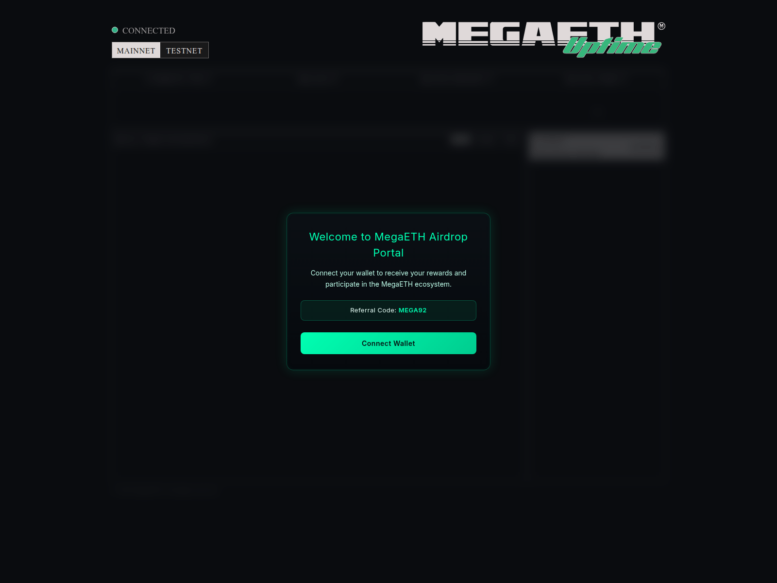 Screenshot of claim.megaether.pro