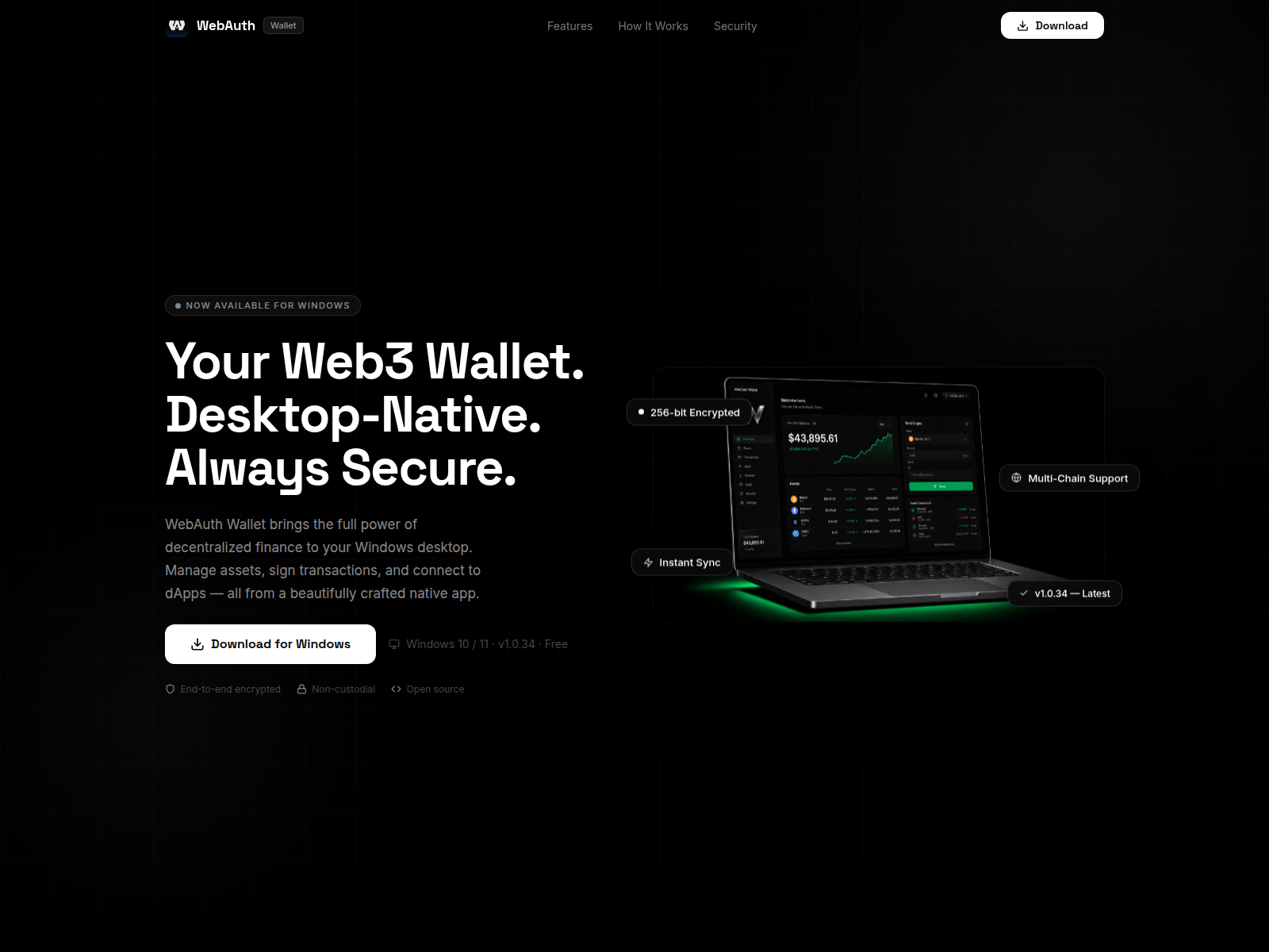 Screenshot of webauthdesktopwallet.com