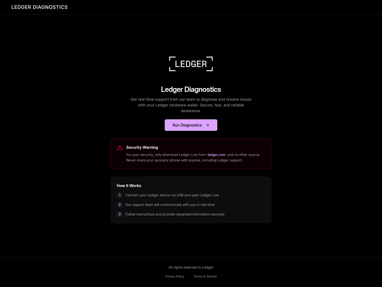 Screenshot of devicediagnostics.live