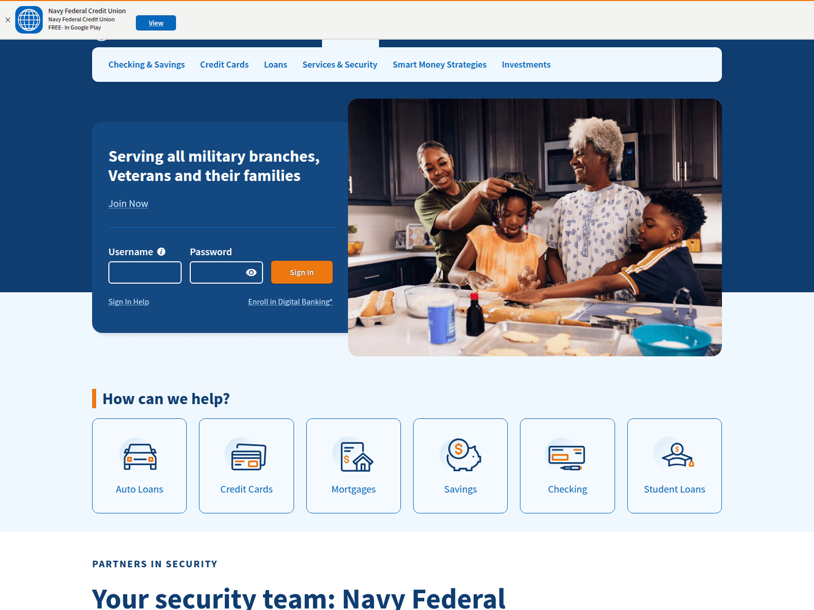 Screenshot of navyfederall.com.pinnacletrustbank.com