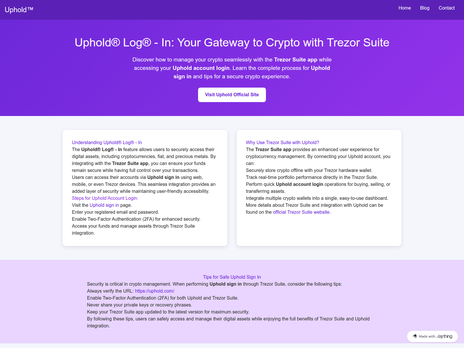 Screenshot of uphldlog.created.app