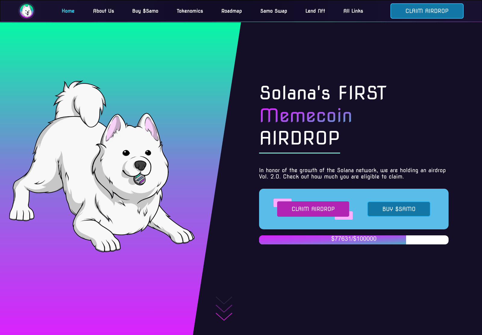 Screenshot of samoyedcoin.icu