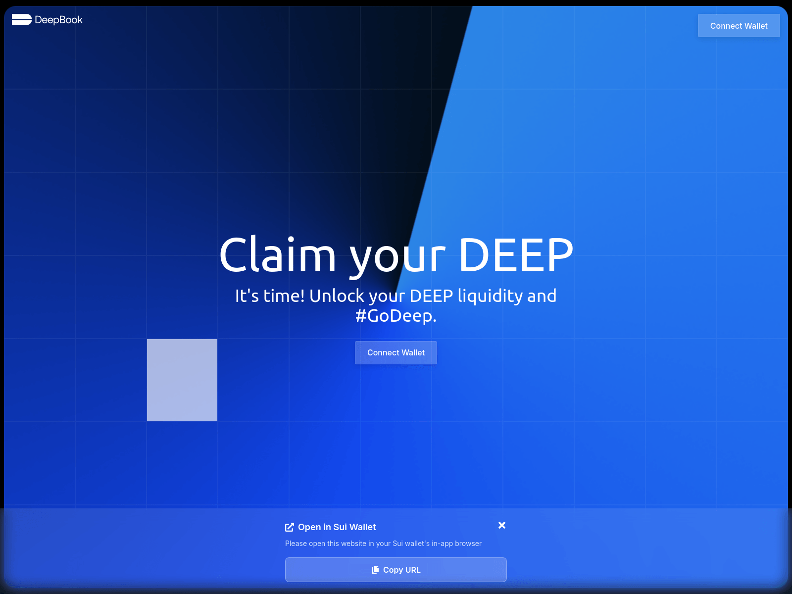 Screenshot of claims.deepbook.me