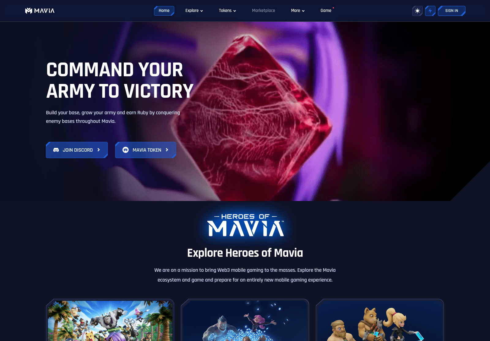 Screenshot of mavia.markets