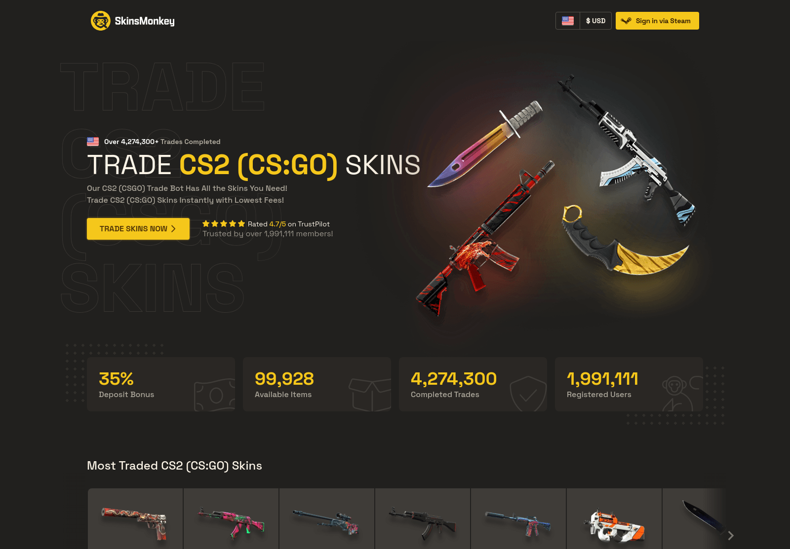 Screenshot of skinsmonkey.combine.tundragon.com