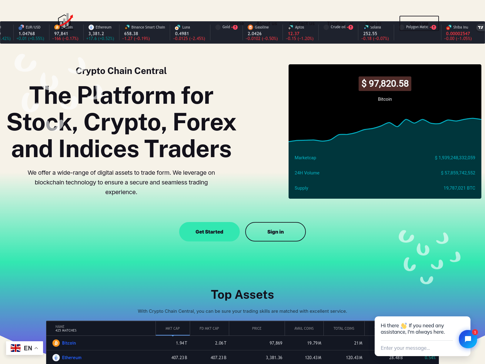 Screenshot of cryptochaincentral.com