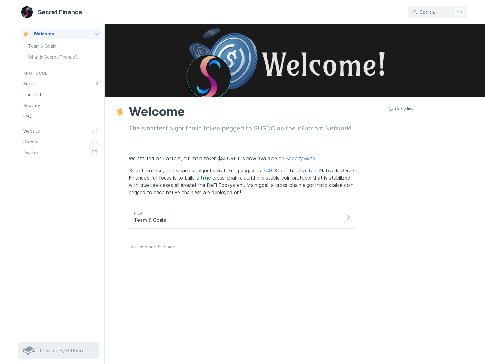 Screenshot of secret-finance.xyz
