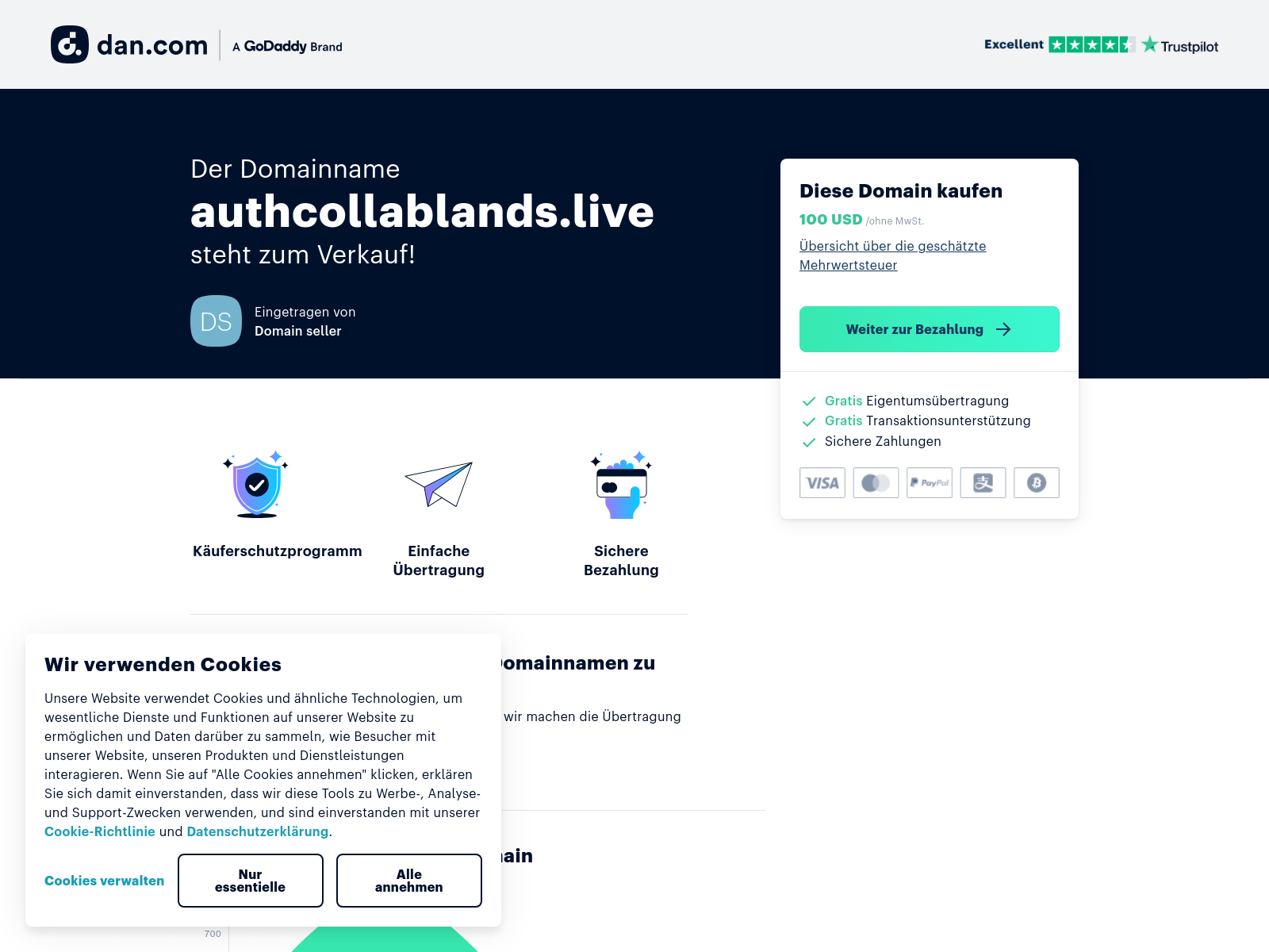 Screenshot of authcollablands.live