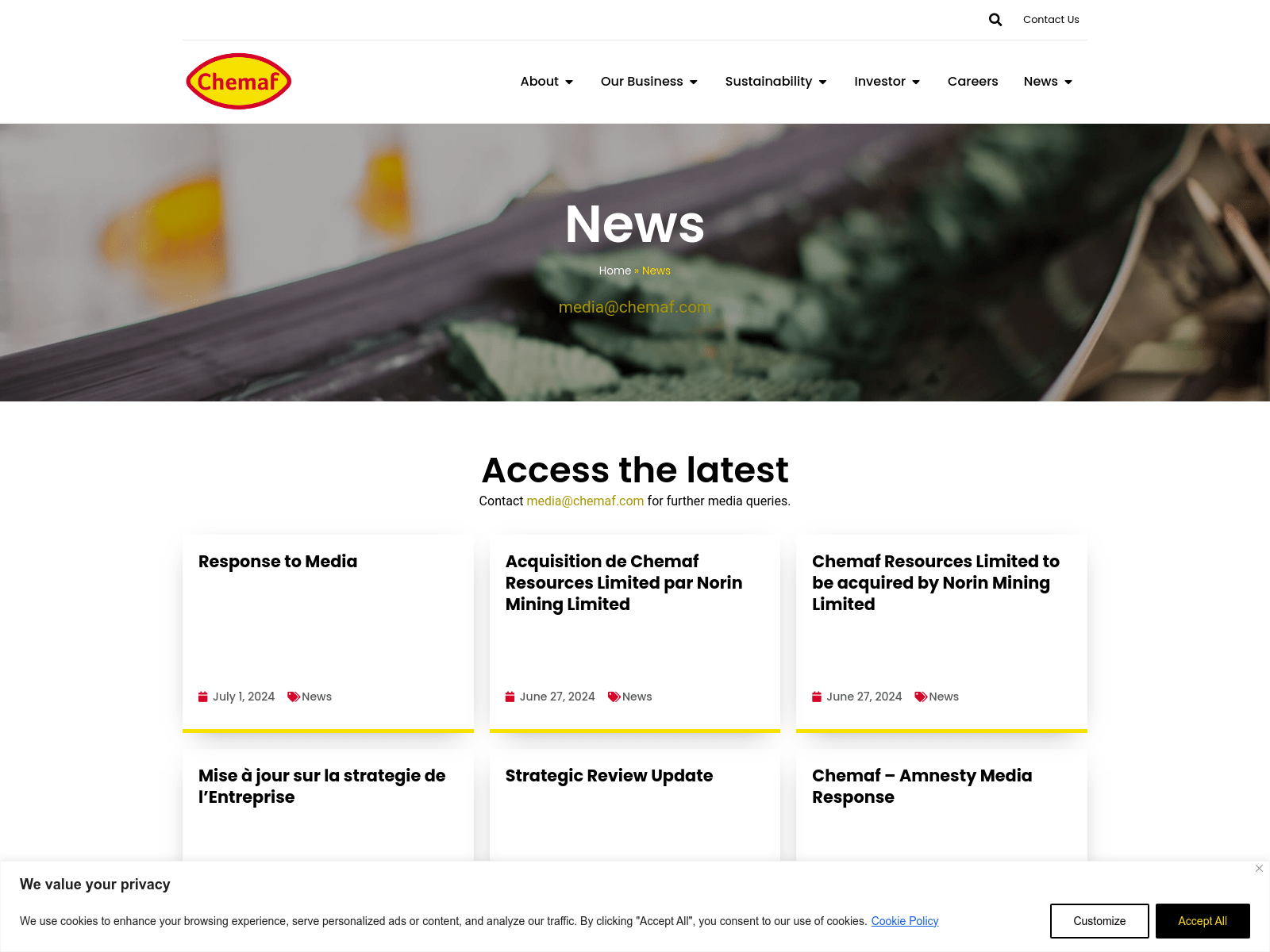 Screenshot of chemaf.com
