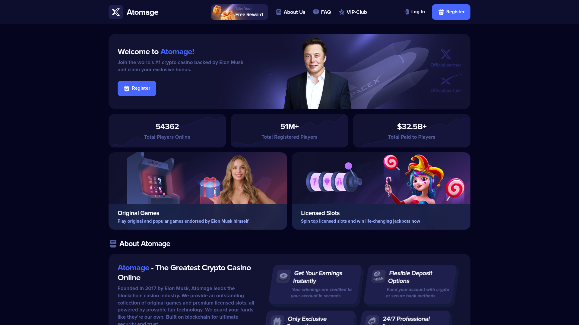 Screenshot of atomage.cc