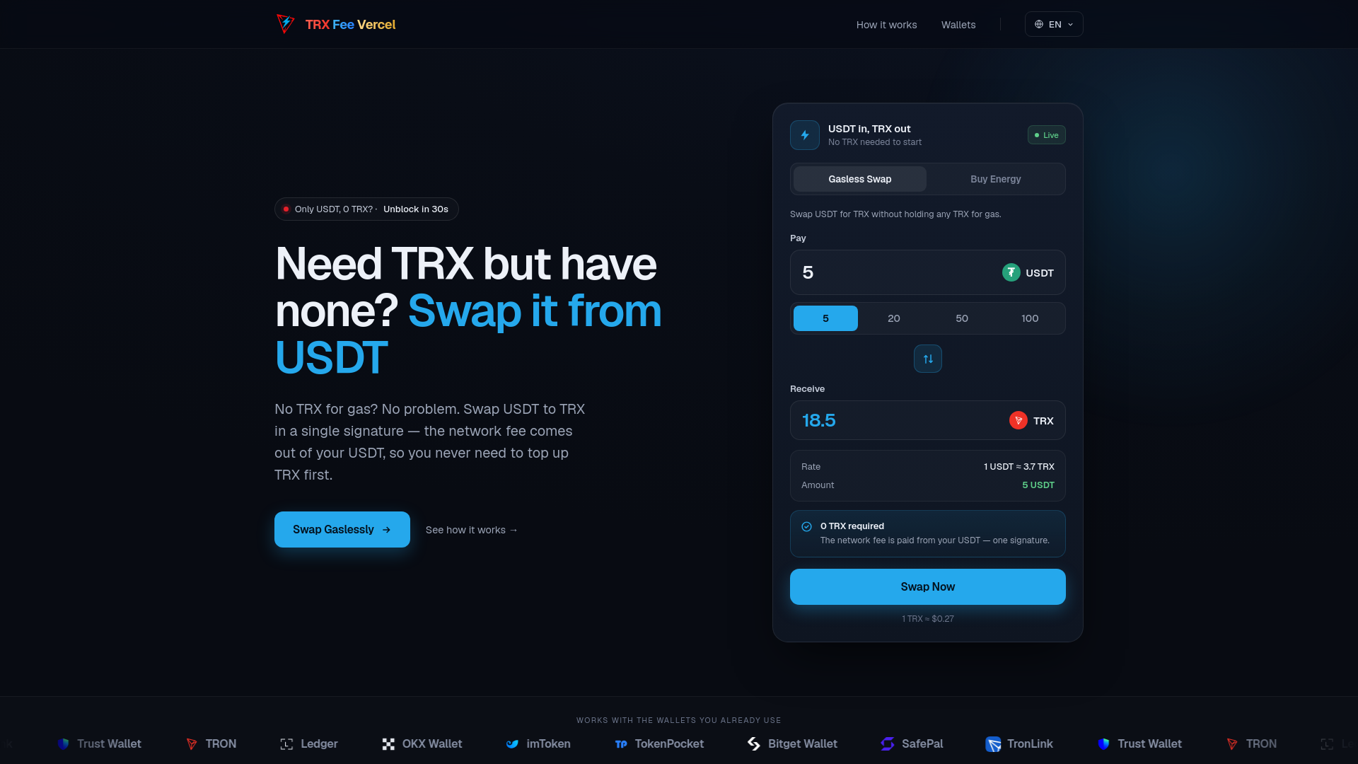 Screenshot of trx-fee.vercel.app