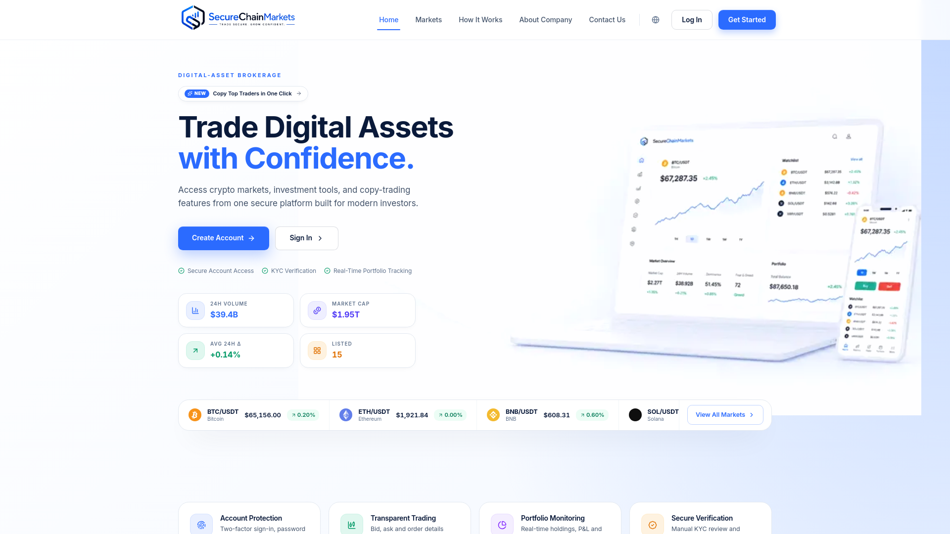 Screenshot of securechainmarkets.com
